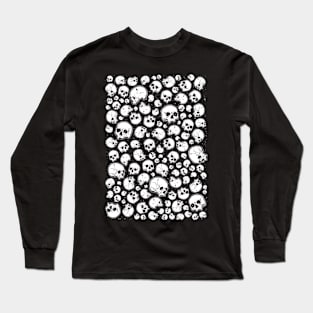 Skulls Attack, Skull Pattern, Halloween, Horror, Creepy Design Sticker Long Sleeve T-Shirt